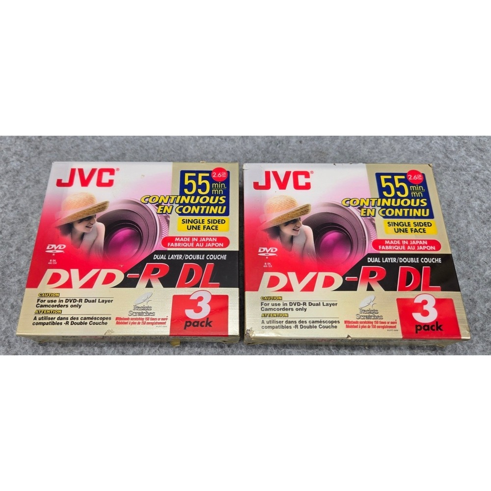 NIB JVC DVD-R DL 2.6GB 55min Camcorder Discs 6-Pack Gold Dual Layer 8cm Mini DVD
